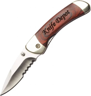 Parker River "Classic" Folding Knife, With Personalized Red Grain Wood