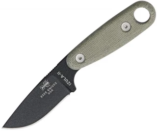ESEE Izula-II, 2.63" 1095 Steel Blade, Black Coating, Micarta Handles, Molded Sheath