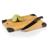 Picnic Time Culina Bamboo Board w/ Black Silicone Accents and Knife