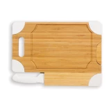 Picnic Time Culina Bamboo Board w/ White Silicone Accents and Knife
