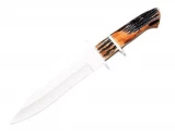 Bear & Sons Cutlery India Stag Drop Point Fixed Blade Knife with Leath