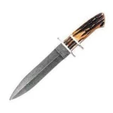 Bear & Sons Cutlery Double Edge Damascus Blade Fixed Blade Knife with