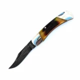 Bear & Son Cutlery 3-3/4 Mossy Oak Bone Single Blade Damascus Knife