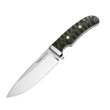 Boker Savannah Fixed Blade Knife with Canvas Micarta Handle and Leather Sheath