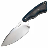Boker Plus Rambler, 2.7" Blade, Black/Blue G10 Handle, Leather Sheath - 02BO182
