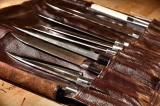 Boldric 17-Pocket Leather Knife Bag, Brown