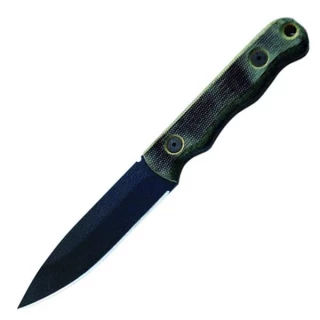 Ontario Knife Company Ranger Shiv, Black Micarta Handle, Black Blade, Plain Edge Knife