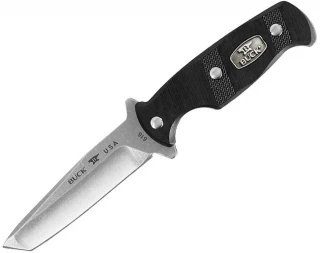 Buck 616 Buck Ops Boot Knife, Black G10 Handle, Plain Tanto Blade w/ S