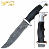 Damascus Steel Bowie Knife Full Tang Buffalo Horn Handle