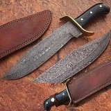 Custom Made Damascus Steel Traditional Bowie Knife