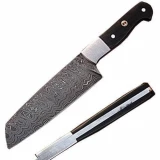 Handmade Damascus Chef Knife w/ Tanto Blade & Buffalo Horn Handle