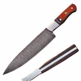 Custom Handmade Damascus Chef Knife w/ Micarta Wood Handle
