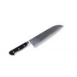 Kanetsune Santoku Chef's Knife with 7.1" Damascus Blade and Black Hand