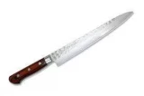 Kanetsune Sujihiki 9.4" Mahogany Wood Damascus Knife