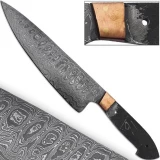 Damascus Steel Blank Santoku Chef Knife Copper Bolstered Cutlery