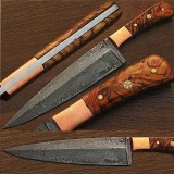 Custom Handmade Damascus Steel Chef Knife Olive Wood Handle 1