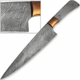 Damascus Steel Blank Santoku Chef Knife 3mm Copper Bolstered Cutlery