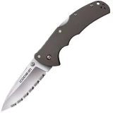 Cold Steel Knives Code 4 Folder with Aluminum Handle & Satin Spear Point Serrated Blade