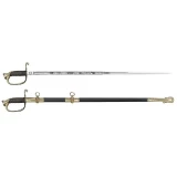 Cold Steel Knives 88MNALL US Naval Sword, LH, w/Leather Scabbard