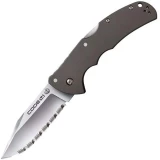 Cold Steel Knives Code 4, Aluminum Handle, Satin Clip Point Serrated w/Clip