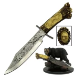 Collectible Fixed Blade Knife w/Bear Resin Stand, WC-31B