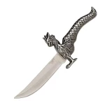 Fury Sporting Cutlery Dragon Knife, Antique Silver Finish, w/Sheath