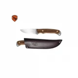 Condor Tool and Knife Jackal Caper, Walnut Handle, Plain blade fixed blade knife with Leather Sheath