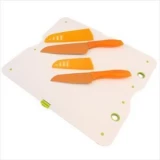 Santoku Set with Cutting Board (Orange)