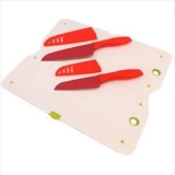 Santoku Set with Cutting Board (Red)