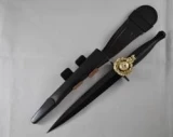 Sheffield Knives All Black Commando Dagger W/ Globe Badge