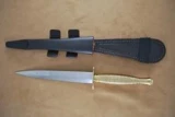 Sheffield Knives Commando Dagger Polished w/Gilded Handle with Leather