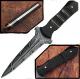 Custom Made Damascus Steel Hunting Knife (Buffalo Horn Handle)