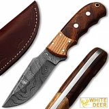 White Deer Rosewood & Olive-Wood Classic Damascus Skinner Limited Edit
