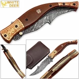 Executive Series MAGNUM COMBLOCK Damascus Folding Knife Bakelite Solid Copper ENGRAVED Bolstered