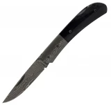Magnum by Boker Damascus Pocket Knife with Black Bone Handle, Plain