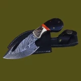 Custom Handmade Damascus Steel Skinner Knife w/ Thick Gut Hook