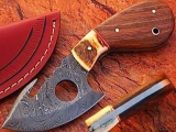 Custom Damascus Steel Gut Hook Knife