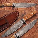 Custom Made Damascus Steel Traditional Hunting Knife w/OliveWood