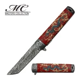 Masters Assisted 3.6 in Damascus Look Blade Red Aluminum MC-A049RD