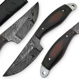 White Deer Expedition Damascus Steel Skinner Knife Micarta Handle