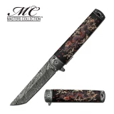 Masters Assisted 3.6 in Damascus Look Blade Black Aluminum MC-A049BK