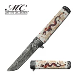 Masters Assisted 3.6 in Damascus Look Blade White Aluminum MC-A049WH