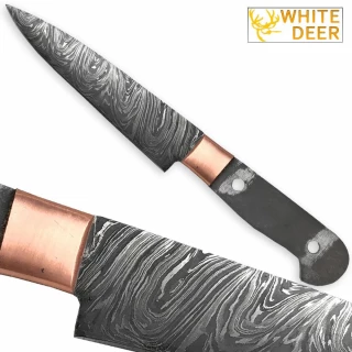 White Deer Damascus Steel 9.375in Paring Chef Blade Cutlery DIY Handle