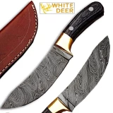 White Deer Custom Made Damascus SteelExotic Wood handle Buffalo Skinner