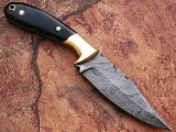 Custom Made Damascus Steel Knife With Buffalo Horn Handle