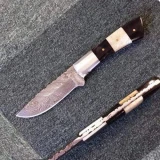 Damascus Hunting Knife( Steel Bolster with Buffalo & Bone Grip)