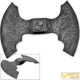WHITE DEER Vikings Double Edged Battle Axe Head Blank Damascus Steel Hatchet Tomahawk