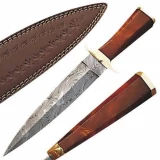 Custom Made Damascus Steel Hunting Knife w/ Cocobolo Wood Handle