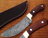 CUSTOM MADE DAMASCUS BUFFALO SKINNER KNIFE