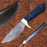 Custom Made Damascus Skinner Knife Micarta Wood Handle